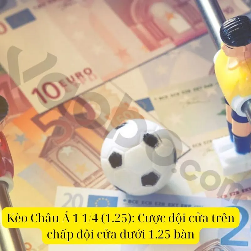 Kèo Châu Á 1 1/4 (1.25): Cược đội cửa trên chấp đội cửa dưới 1.25 bàn